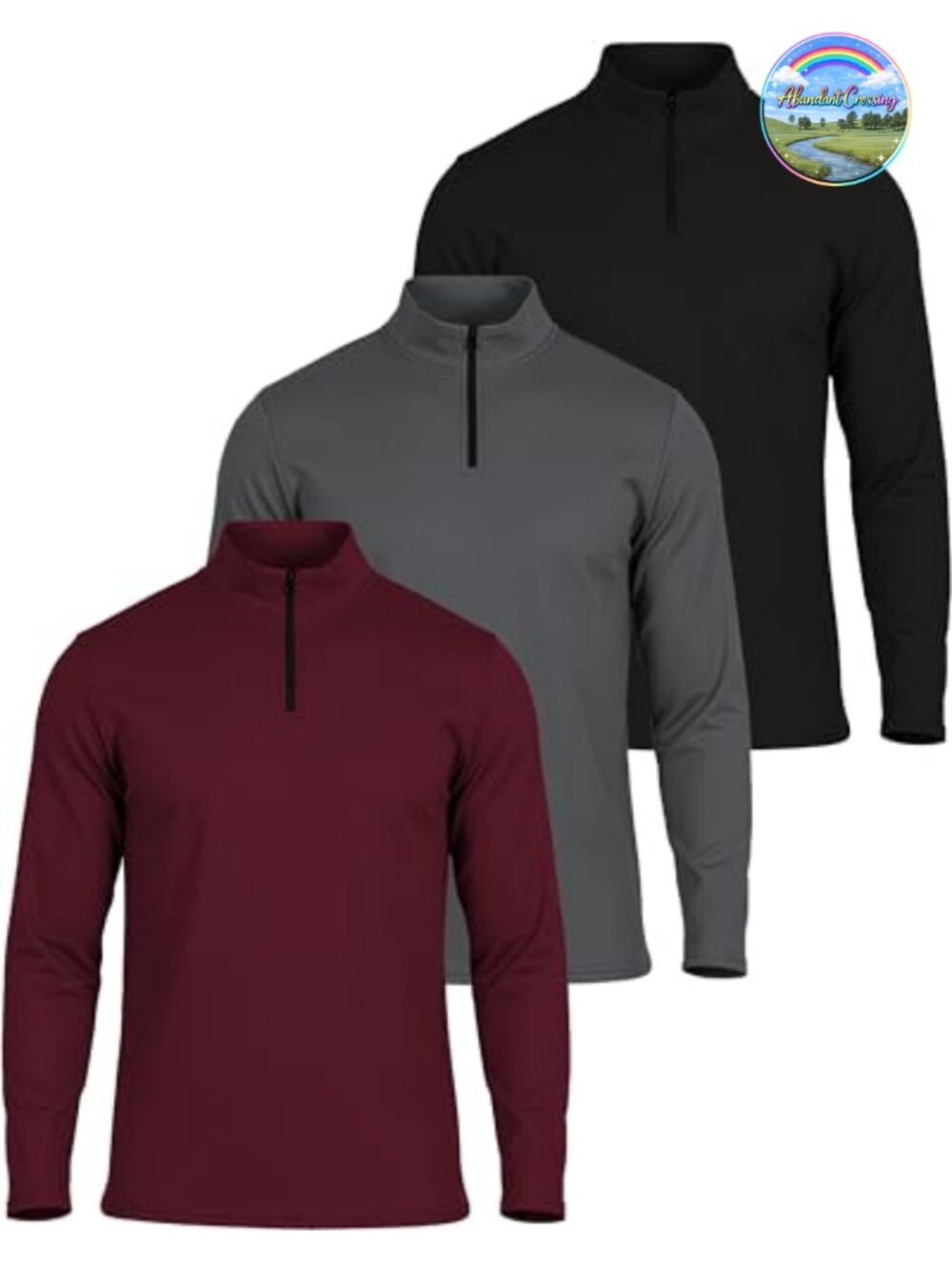 3 Pack Mens Quarter Zip Pullover Athletic Long Sleeve Quick Dry Mesh Tops